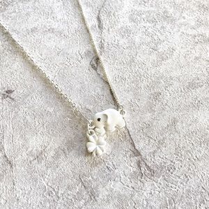 Brushed Silver Lucky Elephant Necklace